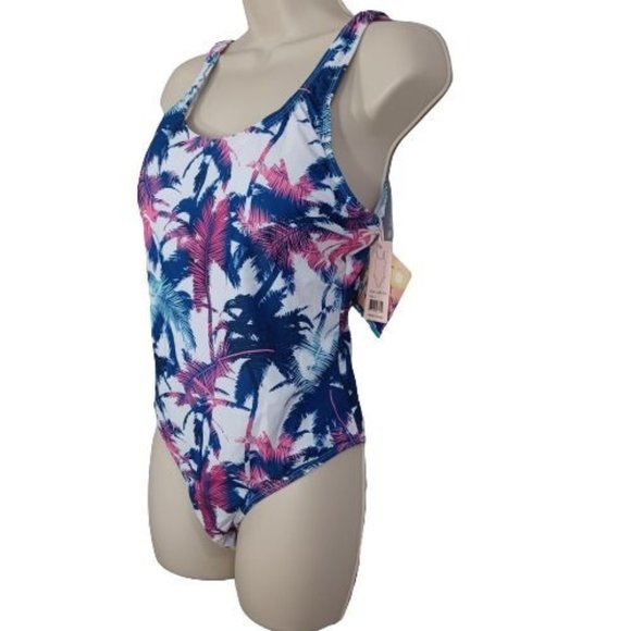NWT Emme Jordan Female One Piece Swimwear Palm Trees Design Muticolor Size L - Picture 1 of 12